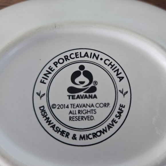 Set of 2 Teavana Gold Winter Leaf Porcelain Cups Saucers 5" - Picture 9 of 14